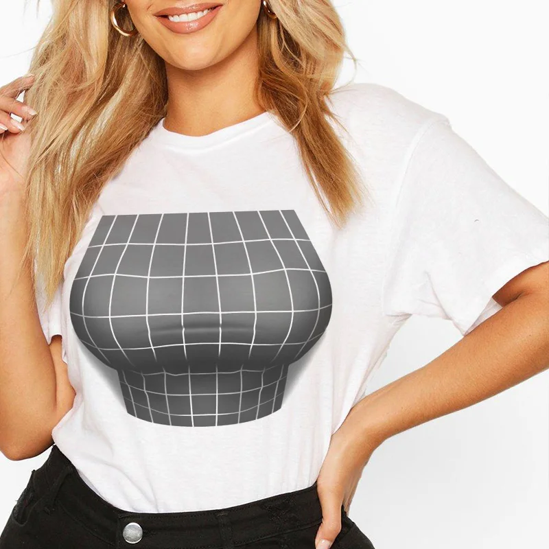 Big Chest Sexy Fashion 3D Effect Shows Print T-shirt Women Korean Style Tight-Fitting Casual Tshirt Short-Sleeved Summer T Shirt 
Big Chest Sexy Fashion 3D Effect Shows Print T-shirt Women Korean Style Tight-Fitting Casual Tshirt Short-Sleeved Summer T Shirt