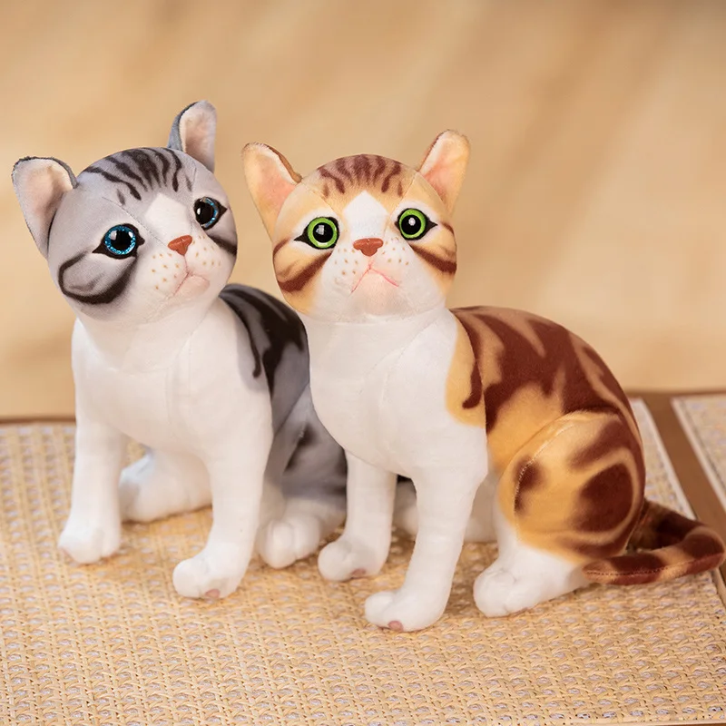 

25CM Kawaii SImulation Pet Cat Plush Toys Cartoon English Short Cat Calico Cat Plushie Dolls Stuffed Soft for Kids Gifts