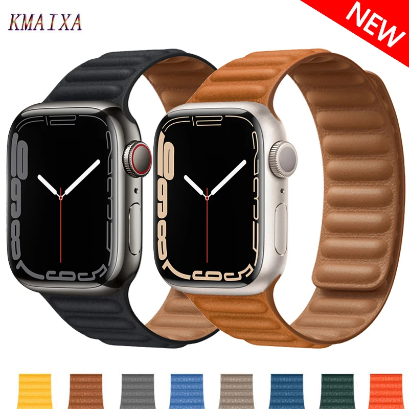 Leather Link For Apple Watch Band 45mm 41mm 44mm 40mm 42mm 38mm Original Magnetic Loop bracelet iWatch Series 3 5 4 SE 6 7 Strap
Leather Link For Apple Watch Band 45mm 41mm 44mm 40mm 42mm 38mm Original Magnetic Loop bracelet iWatch Series 3 5 4 SE 6 7 Strap