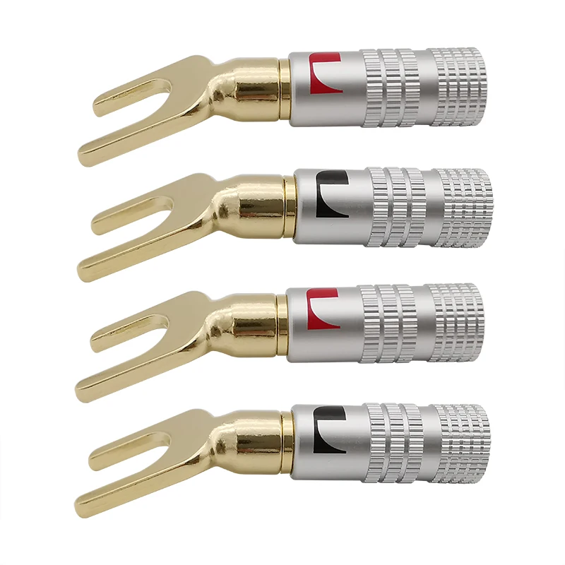 4Pcs Gold-plated Y/U Shape Banana Plug Speaker Audio Connector Bananas Male Spade Plugs with Screw Lock Cable for Binding Post
4Pcs Gold-plated Y/U Shape Banana Plug Speaker Audio Connector Bananas Male Spade Plugs with Screw Lock Cable for Binding Post
