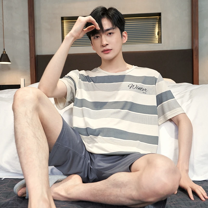 Man Pajamas Summer Casual Fashion Sleepwear Set Thin Short Sleeves Suit Model Soft Outfit
Man Pajamas Summer Casual Fashion Sleepwear Set Thin Short Sleeves Suit Model Soft Outfit