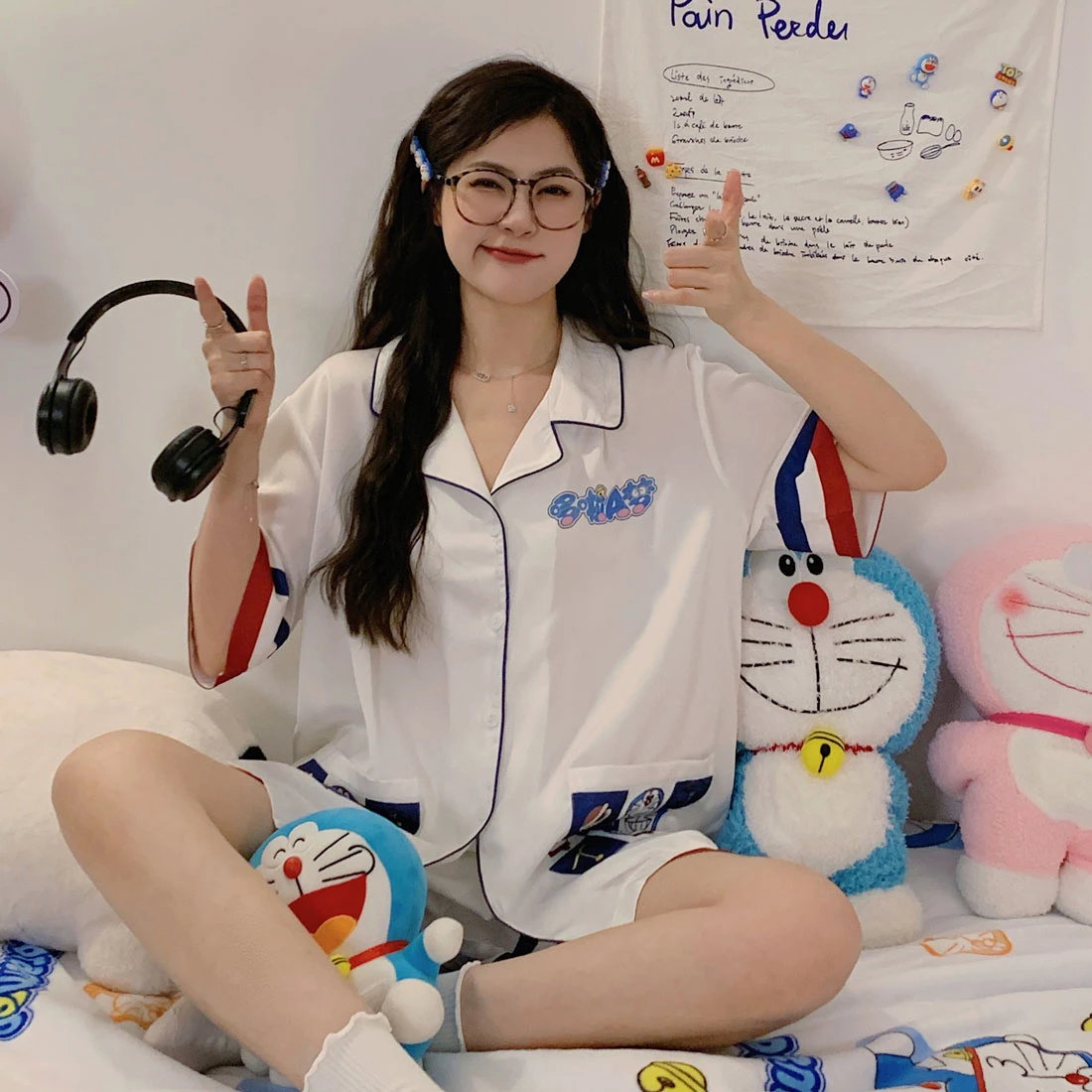 Summer Pajama Sets For Women Pyjamas Cartoon Doraemon Sleepwear Casual Nightwear Pijama Mujer Shorts Sleeve M-2XL Home Clothes
Summer Pajama Sets For Women Pyjamas Cartoon Doraemon Sleepwear Casual Nightwear Pijama Mujer Shorts Sleeve M-2XL Home Clothes