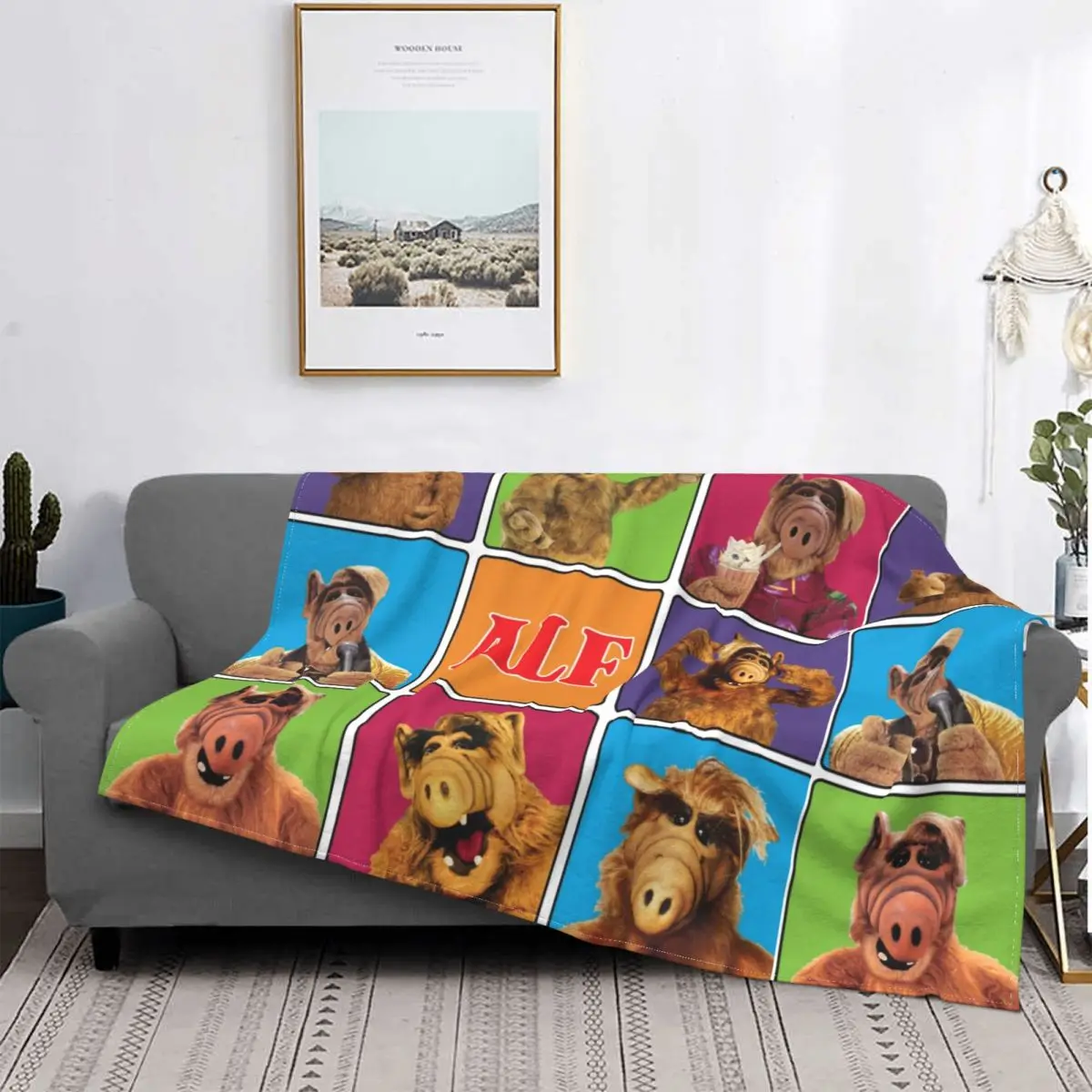 

Alien Life Form ALF Meme Collage Blanket Warm Flannel Tv Show Throw Blankets for Bedding Couch Office Autumn Fleece Soft