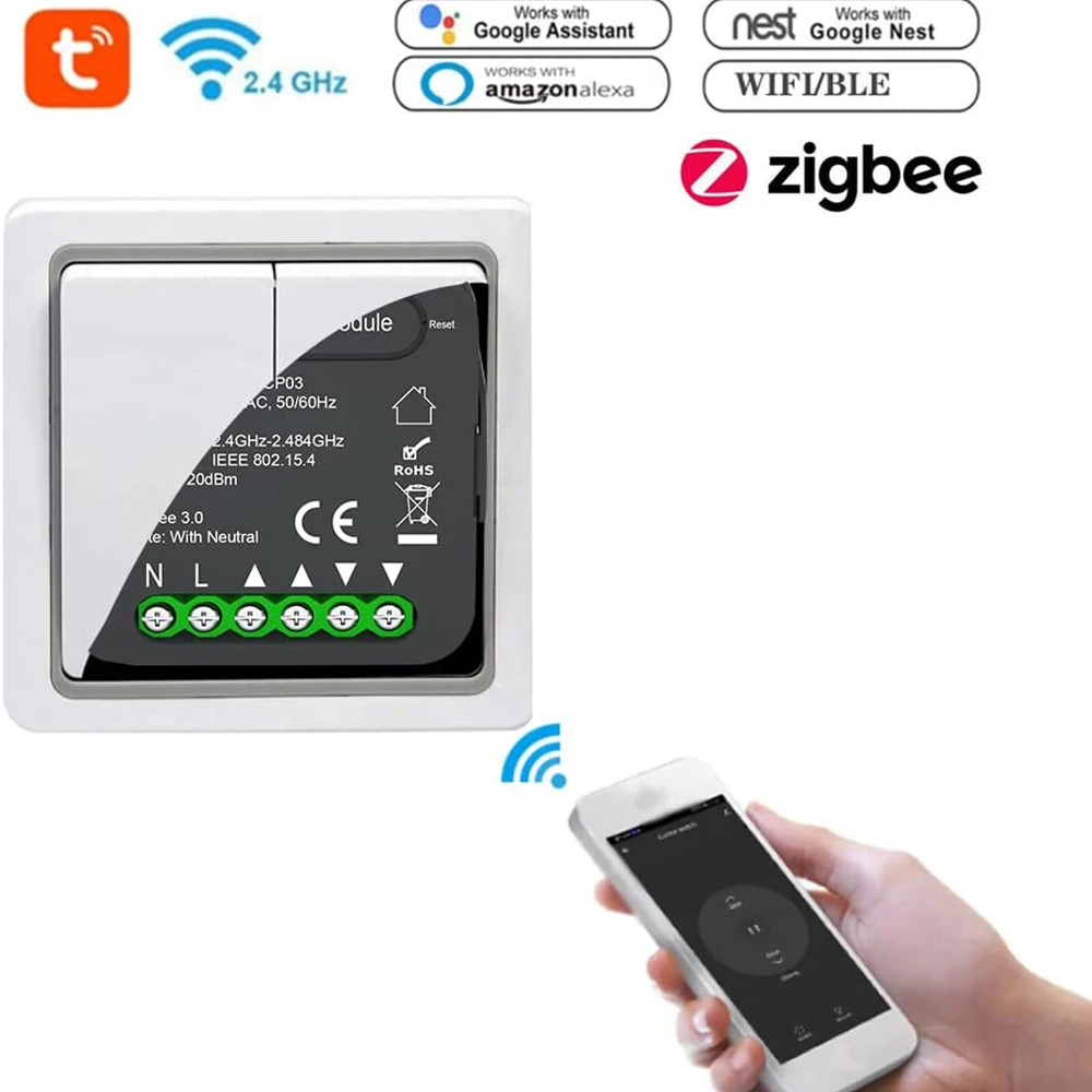 Модуль переключения занавесок Tuya ZigBee/Wi-Fi для роликовых жалюзи, двигатель для умного дома, Google Home, управление Alexa
Модуль переключения занавесок Tuya ZigBee/Wi-Fi для роликовых жалюзи, двигатель для умного дома, Google Home, управление Alexa
