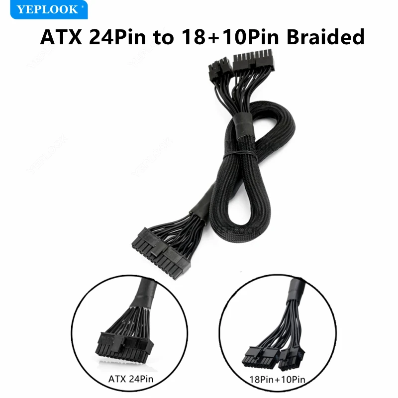 10Pin+18Pin to 24Pin 20+4Pin ATX Power Supply Cable Sleeved For Corsair RM550x RM650x RM750x RM850x RM1000x Series Modular PSU
10Pin+18Pin to 24Pin 20+4Pin ATX Power Supply Cable Sleeved For Corsair RM550x RM650x RM750x RM850x RM1000x Series Modular PSU