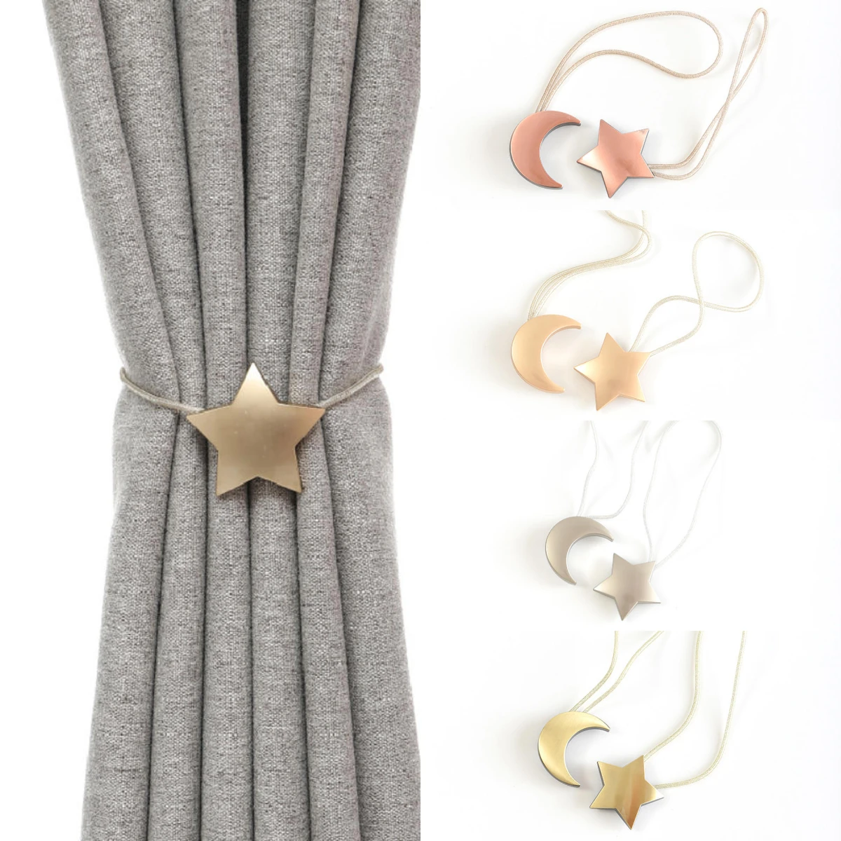 Star Moon Metal Curtain Buckle Living Room Curtains Storage Strap Curtain Tie Rope
Star Moon Metal Curtain Buckle Living Room Curtains Storage Strap Curtain Tie Rope