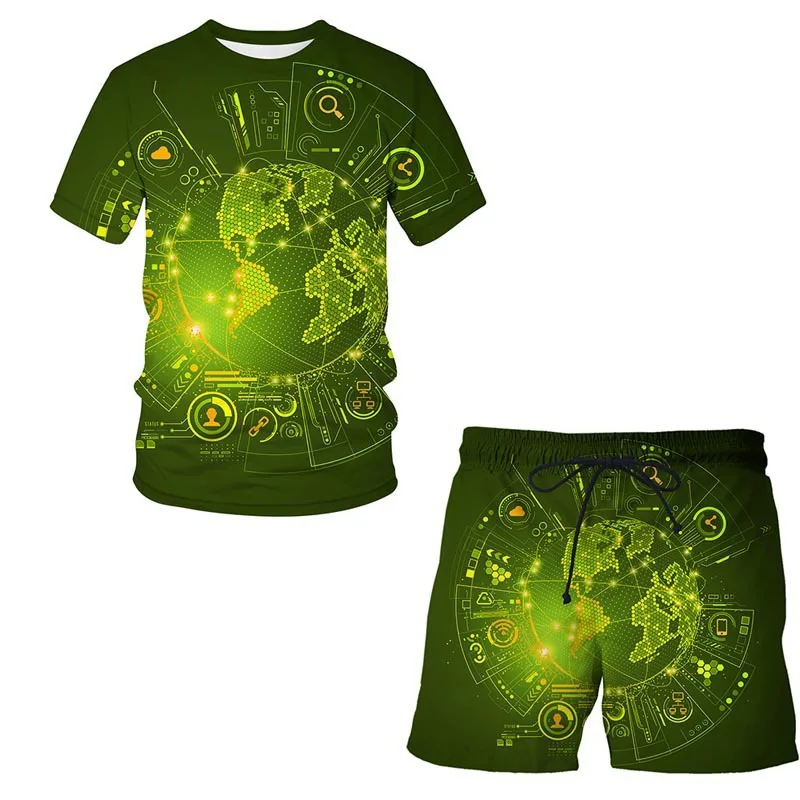 New Short Sleeves + Shorts 3D Printing Sci-Fi Earth Map Men's Clothing 2-Piece T-Shirt Suit Fashion Cool Breathable Thin Section
New Short Sleeves + Shorts 3D Printing Sci-Fi Earth Map Men's Clothing 2-Piece T-Shirt Suit Fashion Cool Breathable Thin Section