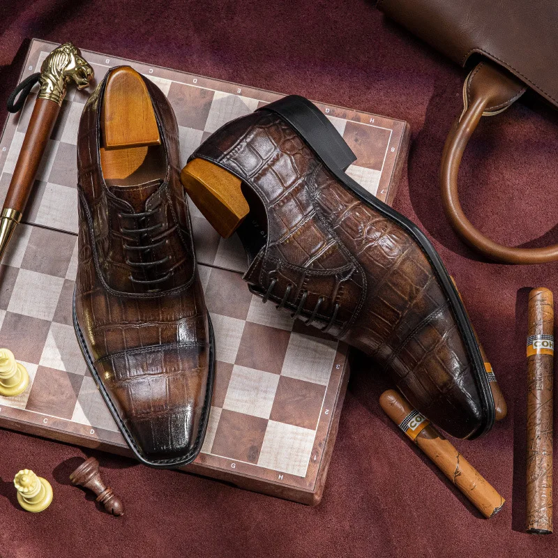 Men Formal Shoes Genuine Leather Lace Up Black Brown Men Dress Shoes High Quality Crocodile Pattern Wedding Oxford Shoes Man
Men Formal Shoes Genuine Leather Lace Up Black Brown Men Dress Shoes High Quality Crocodile Pattern Wedding Oxford Shoes Man