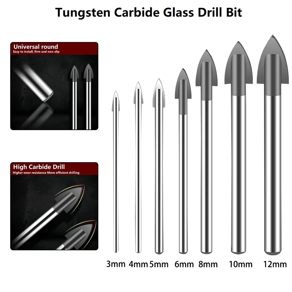 1 Pcs Glass Drill Bit 3-12mm Tungsten Carbide Tipped Ceramic Tile Cutter Electrical Drill Accessories
1 Pcs Glass Drill Bit 3-12mm Tungsten Carbide Tipped Ceramic Tile Cutter Electrical Drill Accessories