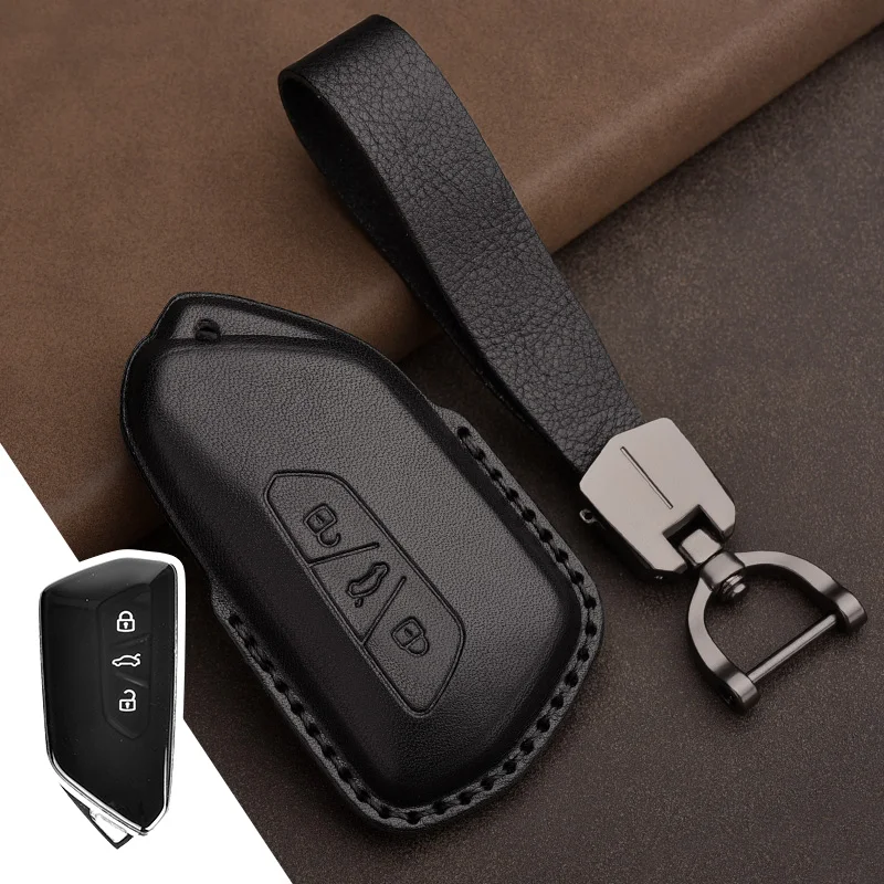 

Top Leather Car Key Cover for VW Golf 8 Mk8 2020 for Skoda Octavia 4 8 A8 MK4 VAG Group 2021 Leather Key Covers for Car Key