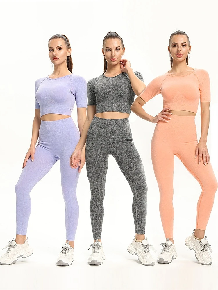 2022New Popular Solid color Seamless Yoga suit High Waist Breathable Trousers Sexy Crop Top Short Sleeve Tracksuit gym set women 
2022New Popular Solid color Seamless Yoga suit High Waist Breathable Trousers Sexy Crop Top Short Sleeve Tracksuit gym set women