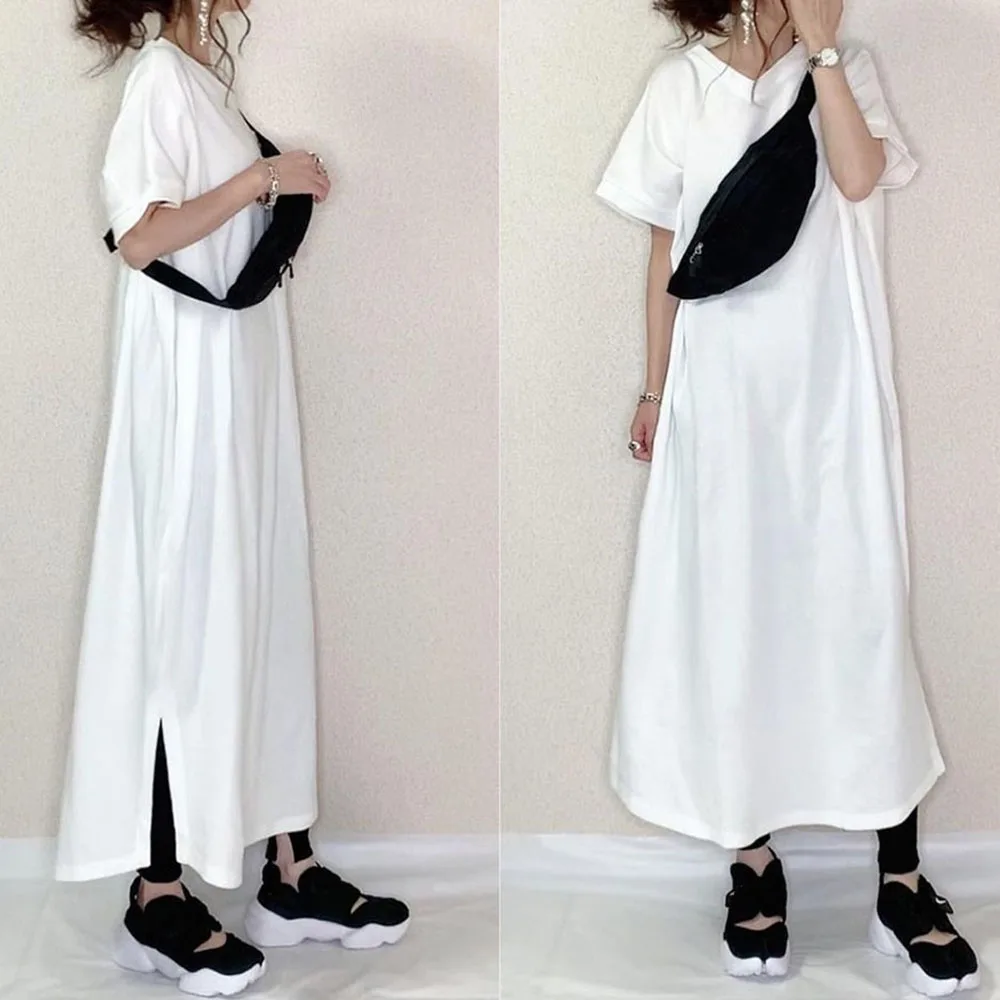 One Piece Dress 2022 Summer T Shirt Dress Casual Oversize Loose White Korean Fashion Short Sleeve Pullover Split Women's Dress
One Piece Dress 2022 Summer T Shirt Dress Casual Oversize Loose White Korean Fashion Short Sleeve Pullover Split Women's Dress