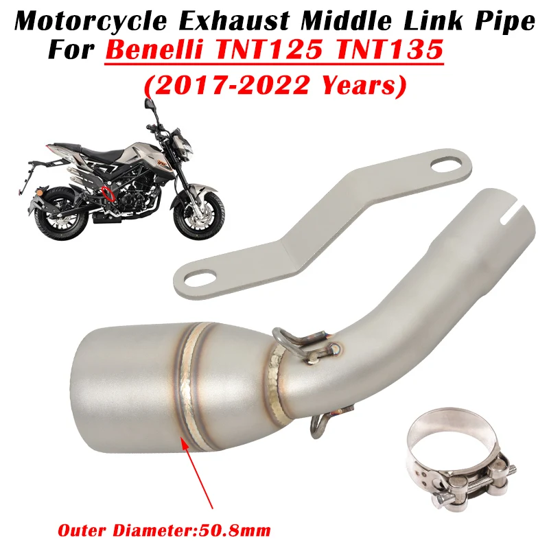 

Slip On For Benelli TNT 125 135 TNT125 TNT135 2017 - 2022 Motorcycle Exhaust Escape System Modified Muffler Middle Link Pipe 51