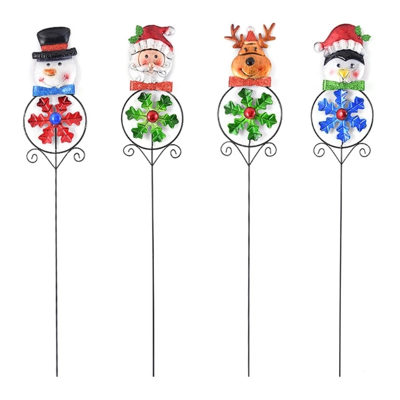 

Garden Metal Stakes Christmas Santa Snowman Windmill Stake Yard Signs for Outdoor Decorations Holiday New Year Decor