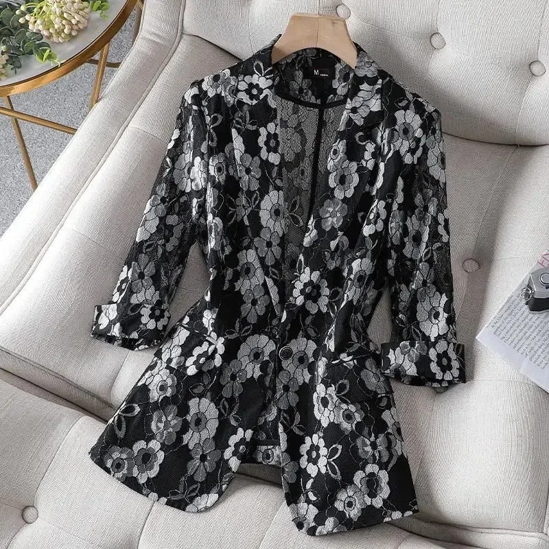 Women'S Summer Printed Small Suit Jacket 2023 New Spring Women Blazer Korean Casual Slim Lace Thin Suit Sun Protection Clothing
Women'S Summer Printed Small Suit Jacket 2023 New Spring Women Blazer Korean Casual Slim Lace Thin Suit Sun Protection Clothing