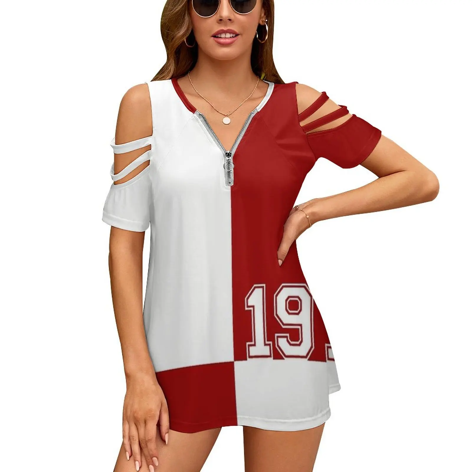The Crimson Block By Heavennezcree New Fashion Zip Off Shoulder Top Short-Sleeve Women Shirt Dst Delta Sigma Theta Sisterhood
The Crimson Block By Heavennezcree New Fashion Zip Off Shoulder Top Short-Sleeve Women Shirt Dst Delta Sigma Theta Sisterhood