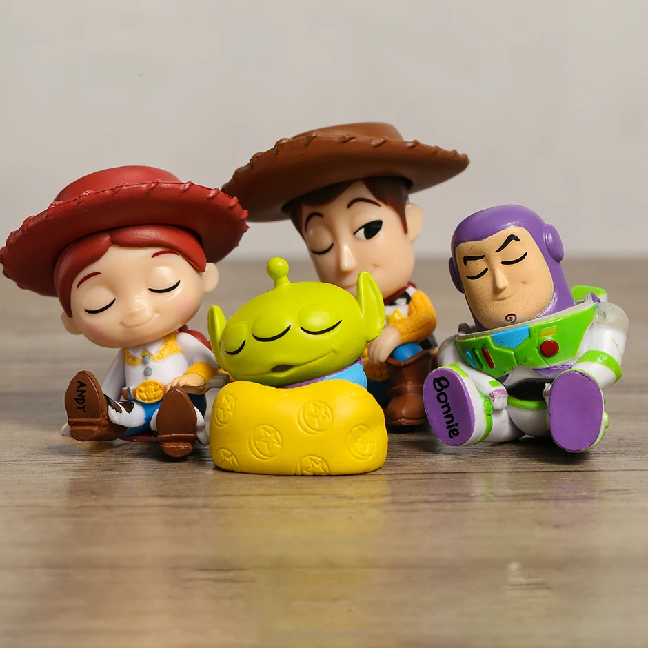 

Figure Toy Story Sleeping Woody Buzz Lightyear Jessie Alien Mini Figurals Collectible Model Dolls Christmas Gift 4pcs/set