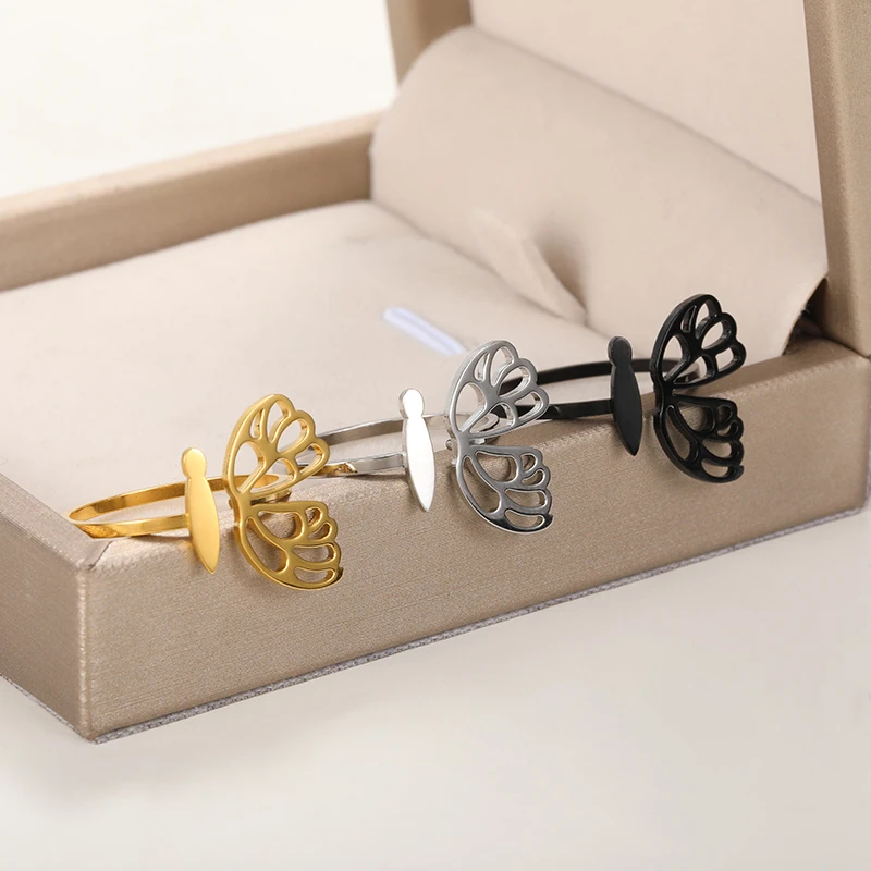 Black Color Stainless Steel Open Butterfly Rings Fashion Jewelry Wild Insect Adjustable Finger Rings For Women Girl Party Gifts
Black Color Stainless Steel Open Butterfly Rings Fashion Jewelry Wild Insect Adjustable Finger Rings For Women Girl Party Gifts