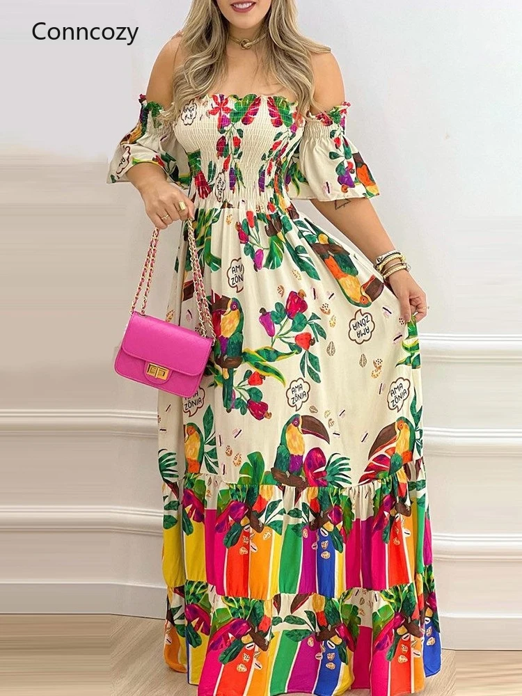 Sexy Tube Top Elasticity Dress Trumpet Short Sleeve Off Shoulder Spring Ladies Dress Elegant Floral Print Party Maxi Dresses 3XL
Sexy Tube Top Elasticity Dress Trumpet Short Sleeve Off Shoulder Spring Ladies Dress Elegant Floral Print Party Maxi Dresses 3XL