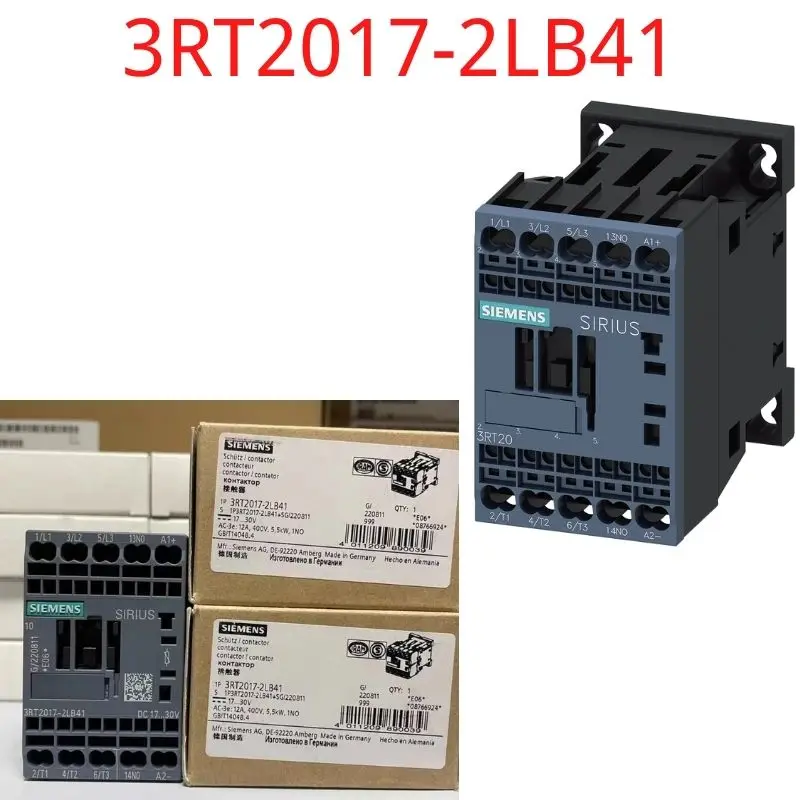 3RT2017-2LB41 Brand New power contactor, AC-3 12 A, 5.5 kW / 400 V 1 NO, 24 V DC 0.7-1.25* US, with varistor integrated, 3-pole
3RT2017-2LB41 Brand New power contactor, AC-3 12 A, 5.5 kW / 400 V 1 NO, 24 V DC 0.7-1.25* US, with varistor integrated, 3-pole
