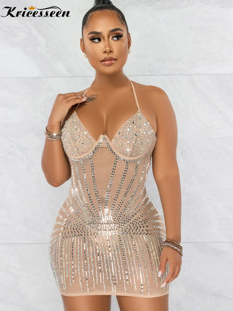 Kricesseen Sexy Black Rhinestone Crystal Bodycon Dress Womens Halter See Through Bandage Birthday Clubwear Mini Dresses
Kricesseen Sexy Black Rhinestone Crystal Bodycon Dress Womens Halter See Through Bandage Birthday Clubwear Mini Dresses