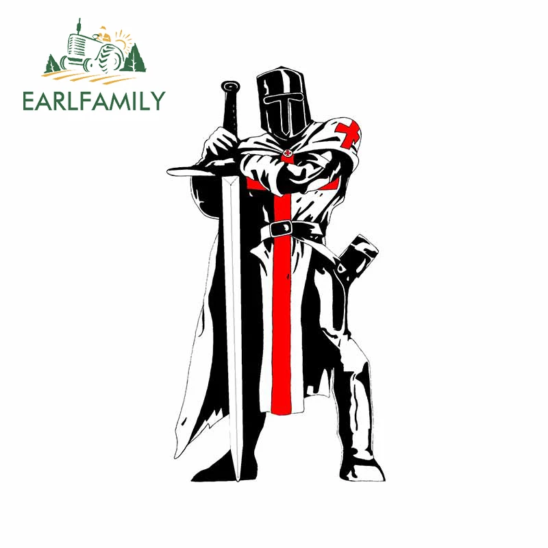 

EARLFAMILY 13cm x 6.8cm for Crusades Knights Templar Car Sticker Vinyl Scratch-proof Window Trunk Race Car Personality JDM Decal