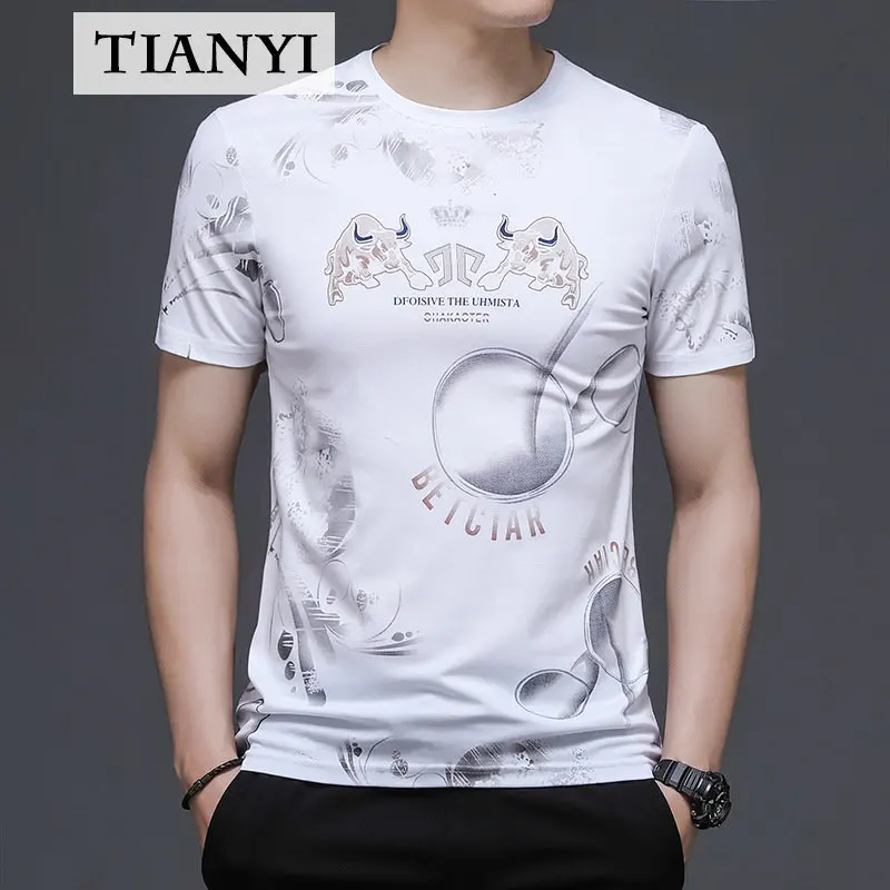 High quality luxury men's short-sleeved round neck printing casual T-shirts Slim half-sleeved tops Male graphic T-shirts
High quality luxury men's short-sleeved round neck printing casual T-shirts Slim half-sleeved tops Male graphic T-shirts