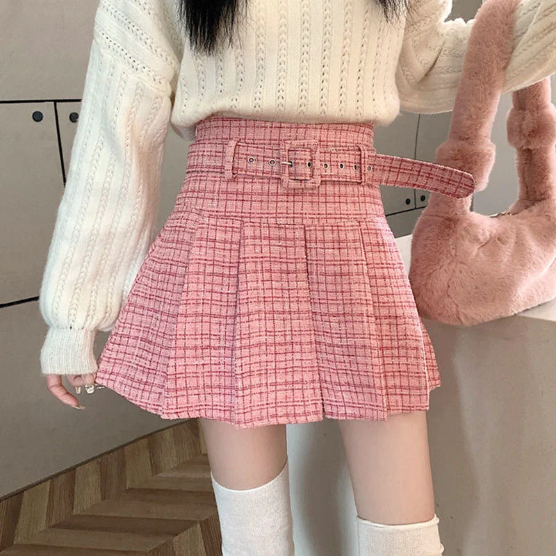 Korean Fashion Pleated Skirts with Belt Women Sweet Pink High Waist Mini Skirts Girls Kawaii A Line Faldas Mujer New 2023
Korean Fashion Pleated Skirts with Belt Women Sweet Pink High Waist Mini Skirts Girls Kawaii A Line Faldas Mujer New 2023