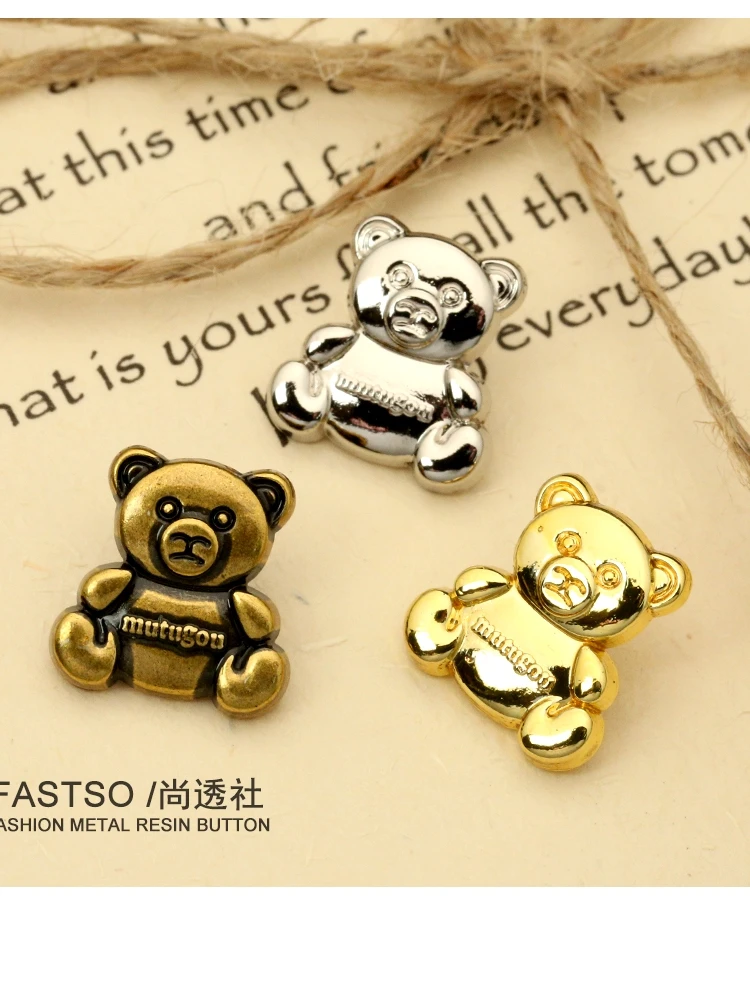 6Pcs 14x15mm Cute Bear Metal Golden Buttons Cartoon Children's Button for Jacket Sweater Decoration Sewing Knitted Accessories
6Pcs 14x15mm Cute Bear Metal Golden Buttons Cartoon Children's Button for Jacket Sweater Decoration Sewing Knitted Accessories