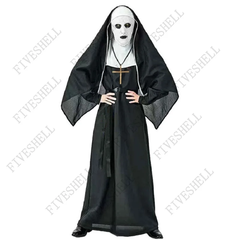 

Женский длинный костюм монахини, костюм для косплея в средневековом стиле на Хэллоуин, костюм страшного призрака для взрослых, 2024