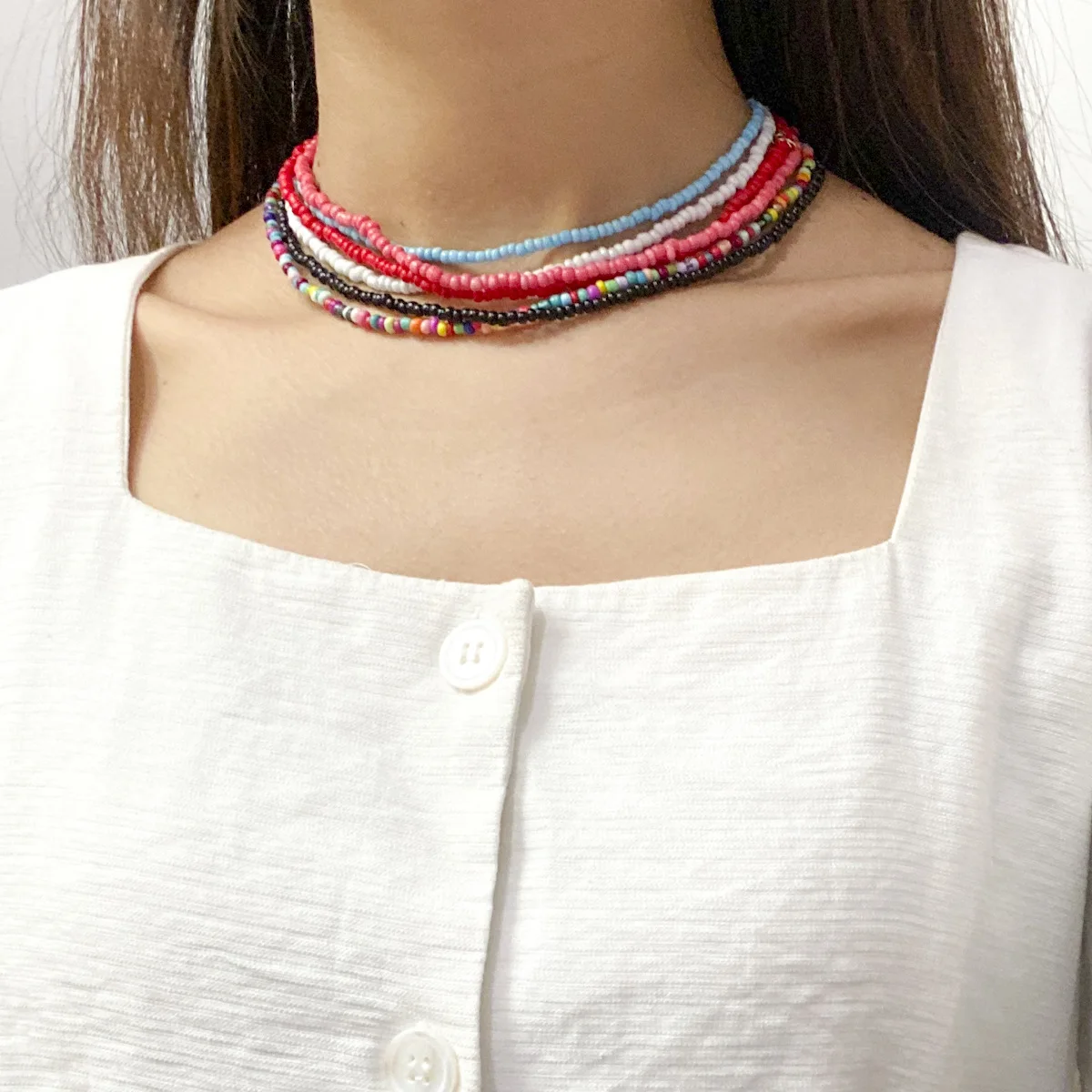 Short Chic Clavicle Chain Necklace Bohemia Fashion Colorful Rice Beads Choker Necklace For Women Girls String Pearl Neck Jewelry
Short Chic Clavicle Chain Necklace Bohemia Fashion Colorful Rice Beads Choker Necklace For Women Girls String Pearl Neck Jewelry