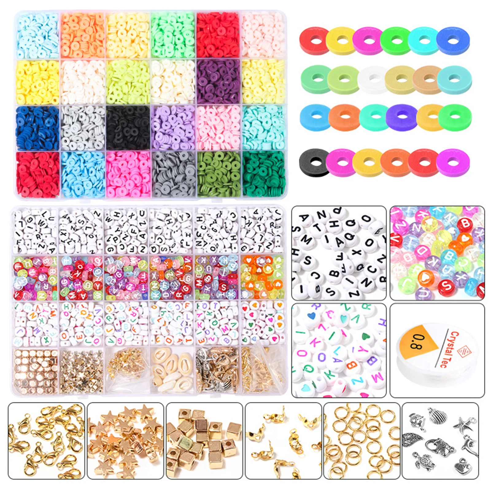 5000PCS 6mm Flat Round Polymer Clay Spacer Beads for Jewelry Making Bracelets Necklace Earring DIY Craft Kit with Pendant
5000PCS 6mm Flat Round Polymer Clay Spacer Beads for Jewelry Making Bracelets Necklace Earring DIY Craft Kit with Pendant