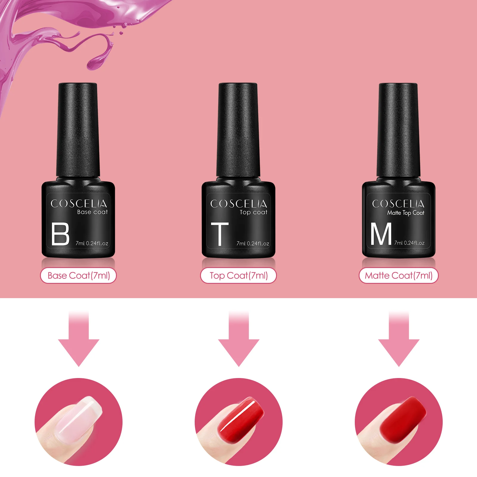 COSCELIA Functional Gel Nail Polish Base Coat Matte Glossy Top Coat UV LED Soak Off Clear Bright Varnish Nail Art Manicure Tools
COSCELIA Functional Gel Nail Polish Base Coat Matte Glossy Top Coat UV LED Soak Off Clear Bright Varnish Nail Art Manicure Tools