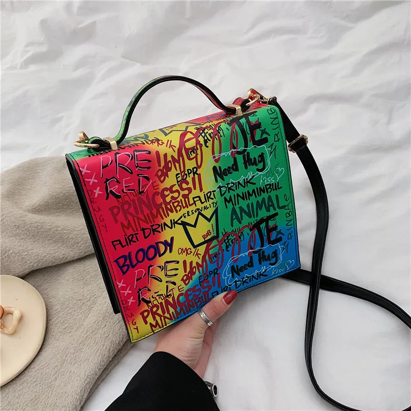 Fashion Women Color Graffiti Square Flap Bag Design Letter Pattern Ladies Shoulder Messenger Bag Pu Leather Female Crossbody Bag
Fashion Women Color Graffiti Square Flap Bag Design Letter Pattern Ladies Shoulder Messenger Bag Pu Leather Female Crossbody Bag