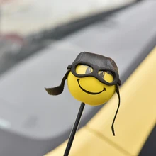 Yellow Little Cute Funny Cartoon Doll Antenna Balls Plush EVA Foam Aerial Toppers Decoration Car Styling Roof ornament