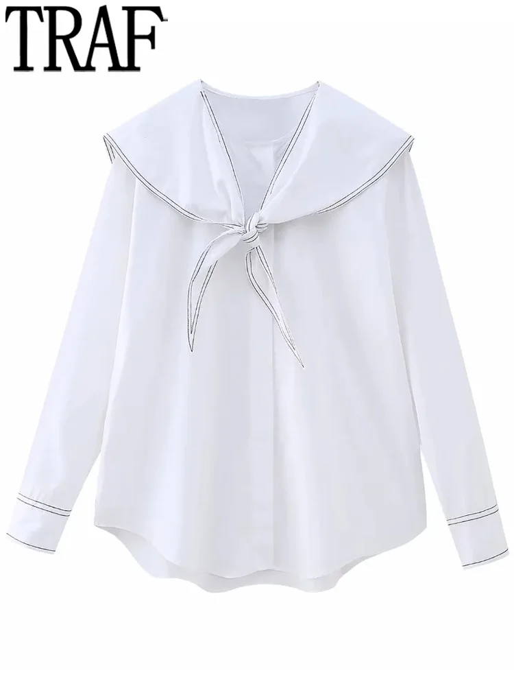 TRAF White Button Up Shirt Women Topstitching Shirts and Blouses for Women Long Sleeve Top Female Peter Pan Collar Shirt Woman
TRAF White Button Up Shirt Women Topstitching Shirts and Blouses for Women Long Sleeve Top Female Peter Pan Collar Shirt Woman