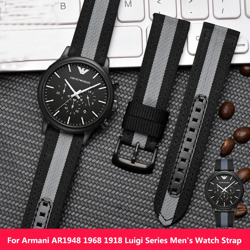 

Watchband High Quality Nylon Canvas Watch Belt For Seiko Mido Armani AR1948 1968 1918 Luigi Series Men's Watch Strap 22mm