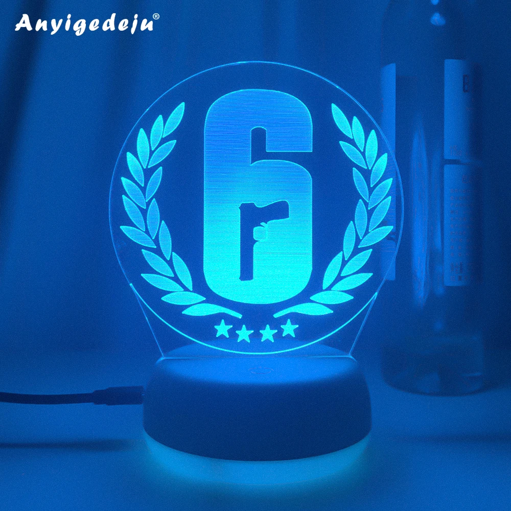 Rainbow Six 6 FPS Game LOGO 3D Lamps Led RGB Night Lights Neon Cool Gift For Friends Bedroom Table Desk Colorful Mark Decoration
Rainbow Six 6 FPS Game LOGO 3D Lamps Led RGB Night Lights Neon Cool Gift For Friends Bedroom Table Desk Colorful Mark Decoration