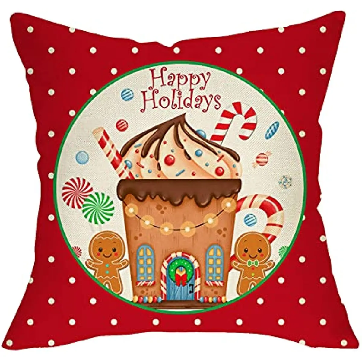 Xmas Red Polka Dot Gingerbread Man Candy Cane Rustic Home Decorations, Winter Farmhouse Pillowcase Decor for Sofa
Xmas Red Polka Dot Gingerbread Man Candy Cane Rustic Home Decorations, Winter Farmhouse Pillowcase Decor for Sofa