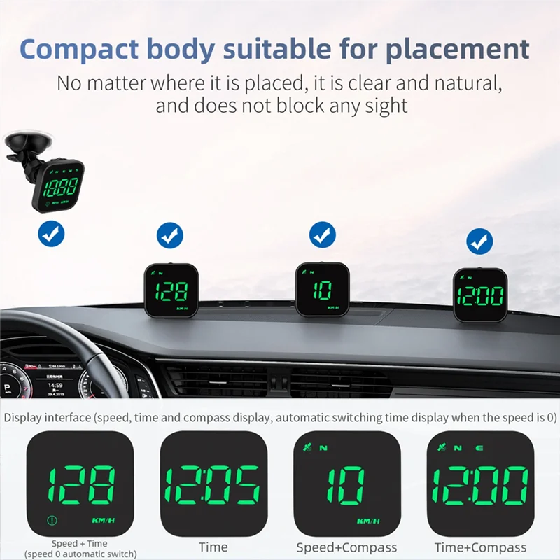 HUD Car Speedometer Timetable Speed Alarm GPS Head-Up Display Auto Electronic Accessories Fits All Cars
HUD Car Speedometer Timetable Speed Alarm GPS Head-Up Display Auto Electronic Accessories Fits All Cars