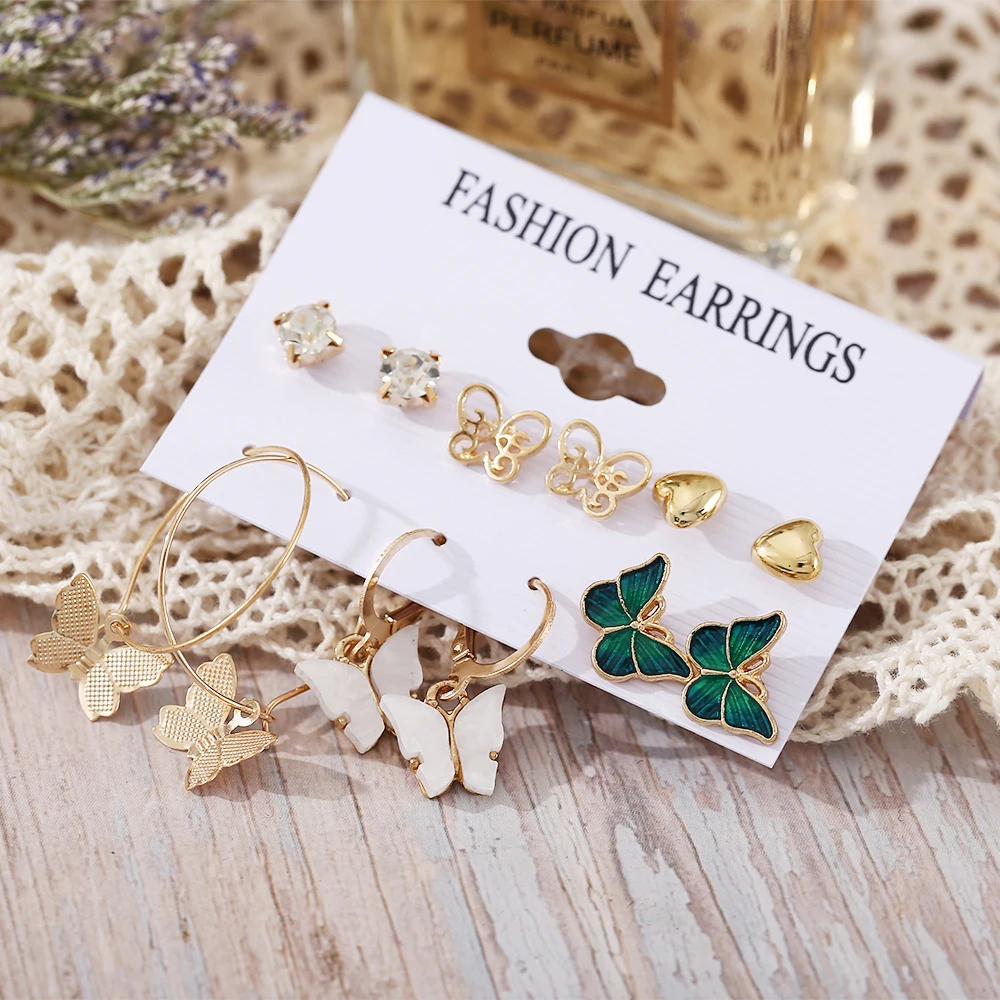 SHUANGR Trendy Gold Color Butterfly Hoop Earrings Set for Women Girls Pearl Metal Resin Acrylic Earrings Jewelry
SHUANGR Trendy Gold Color Butterfly Hoop Earrings Set for Women Girls Pearl Metal Resin Acrylic Earrings Jewelry