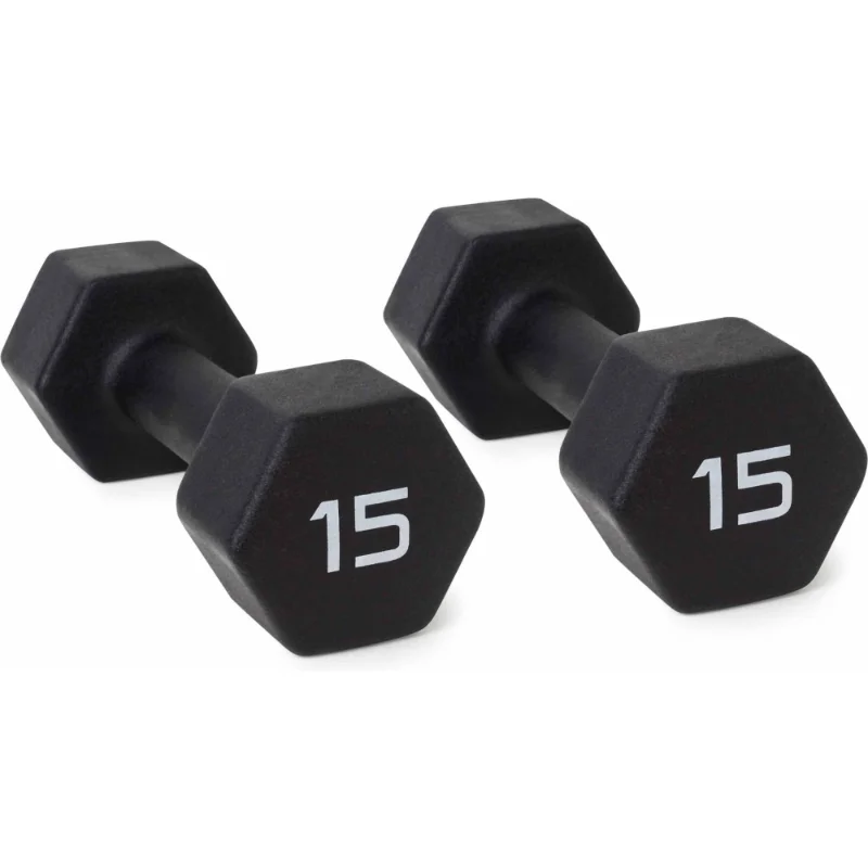 

Barbell, 15lb Black Neoprene Dumbbell, Pair dumbells weights dumbbell set