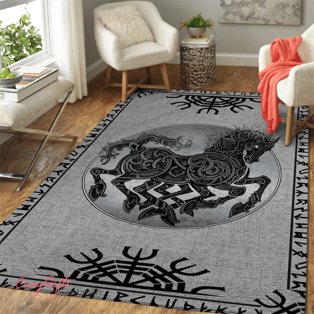 

CLOOCL Fashion Flannel Rug Viking Horse Tattoo Pattern 3D Carpets for Living Room Area Rug Anti-Slip Kitchen Mat Dropshipping