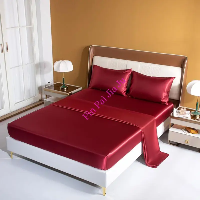Luxury Satin Bedding Sheet Set Solid Color Fitted Sheet Set Single Double King Size Bed Sheet Set Flat Sheet Set
Luxury Satin Bedding Sheet Set Solid Color Fitted Sheet Set Single Double King Size Bed Sheet Set Flat Sheet Set