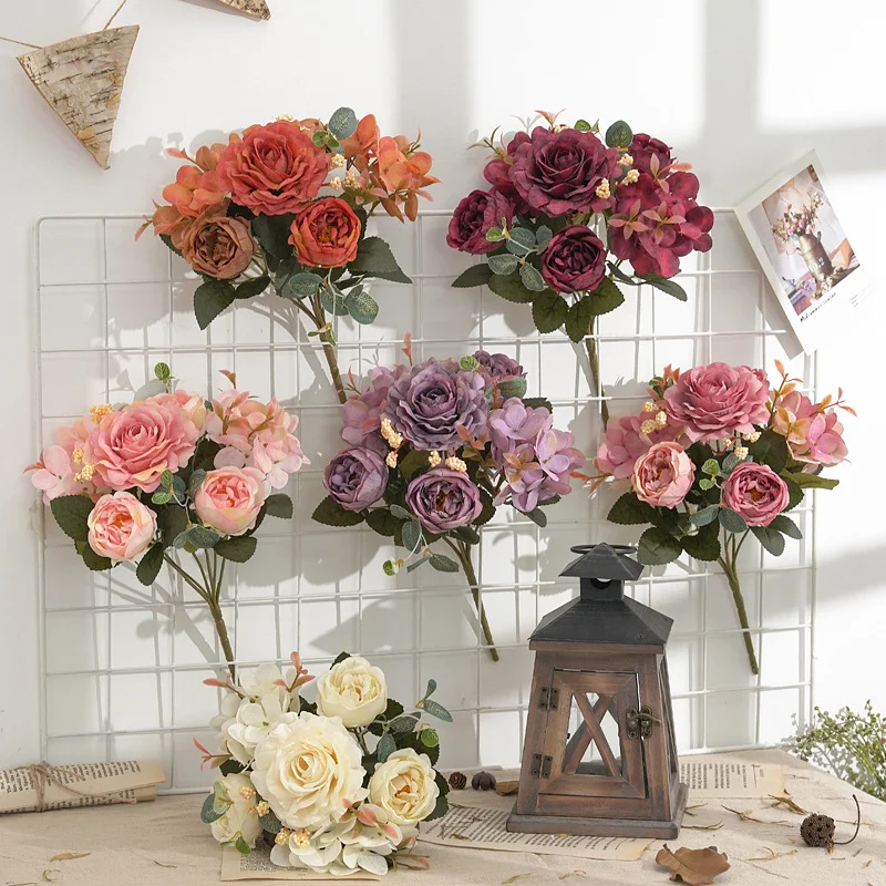 Peony Artificial Flowers Silk Rose Flowers Bouquet Hydrangea Peony Vintage Wedding Bride Bouquet Fake Flowers Home Decoration
Peony Artificial Flowers Silk Rose Flowers Bouquet Hydrangea Peony Vintage Wedding Bride Bouquet Fake Flowers Home Decoration