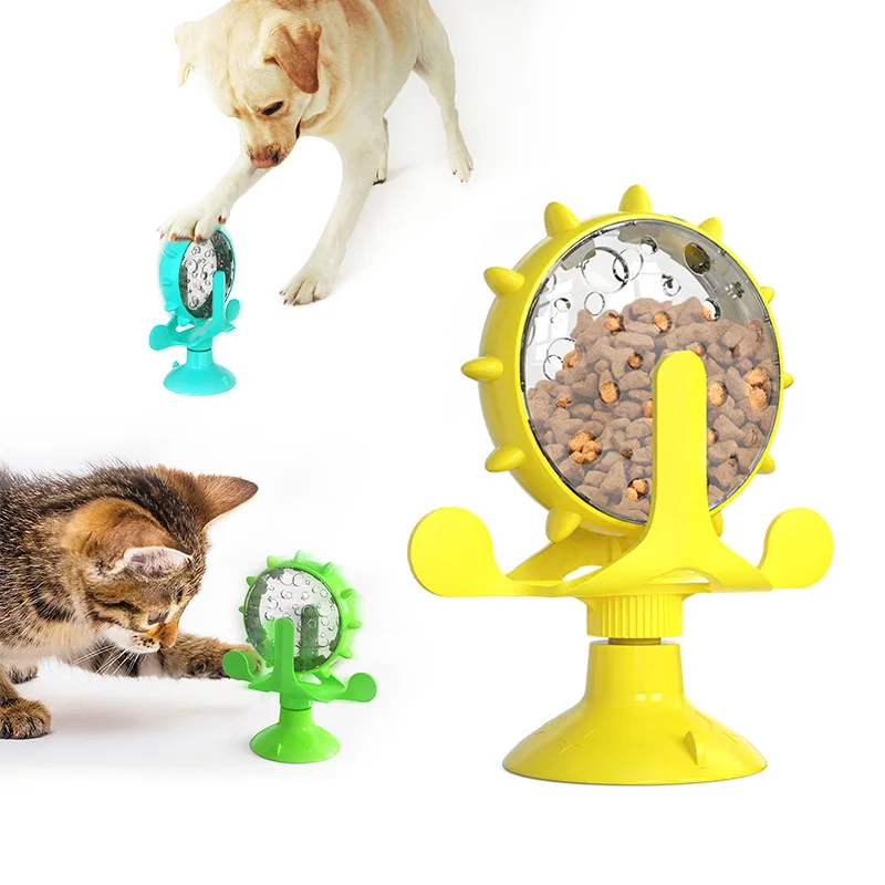 

Leaking Food Feeding Toy Windmill Dog Wheel Dispenser Pet Slow Feeder Interactive Training Game Exercise Iq Toys Cat Supplies