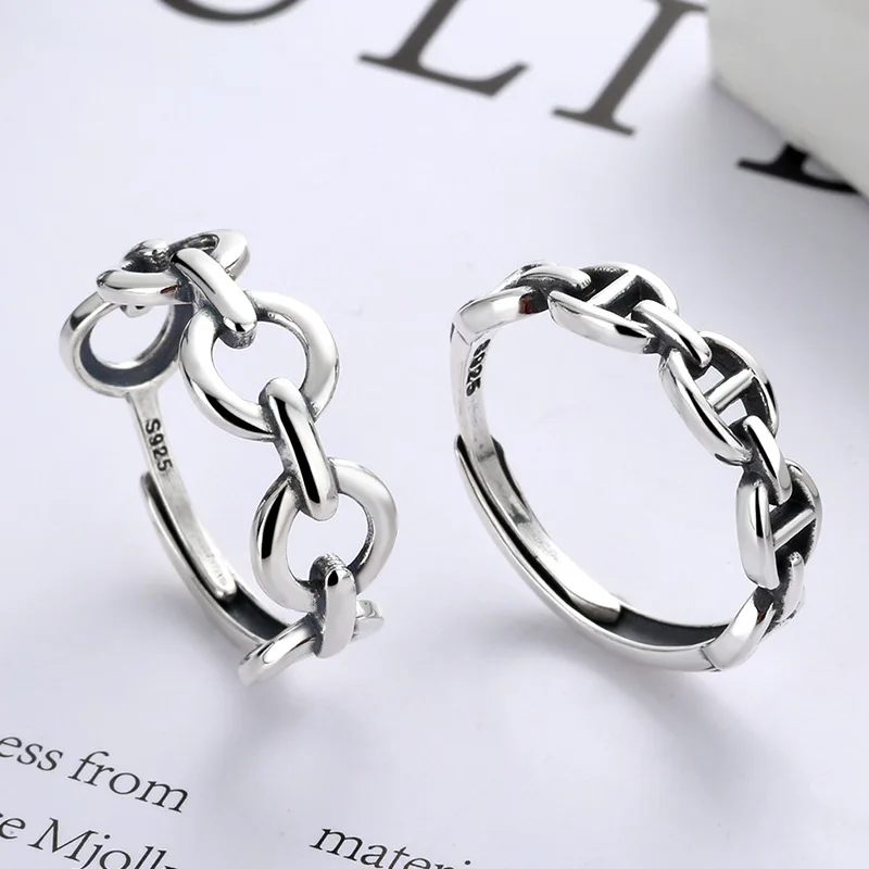 S925 Sterling Silver Couple's Rings Korean Style Wind N Chain Pig Nose Light Luxury Thai Silver Adjustable Ring Wedding Jewelry
S925 Sterling Silver Couple's Rings Korean Style Wind N Chain Pig Nose Light Luxury Thai Silver Adjustable Ring Wedding Jewelry