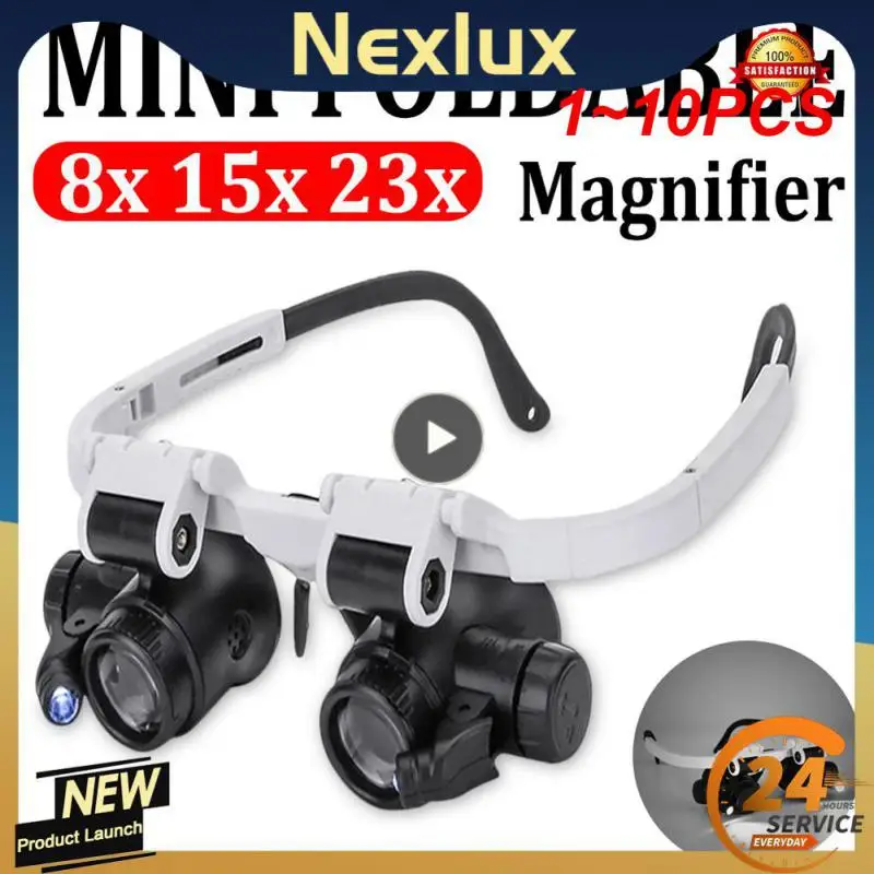 

1~10PCS Telescopic Jeweler Magnifier Loupes 2 LED Light Lens Magnifying Glasses for precision work Eyewear Reading Watchmaker