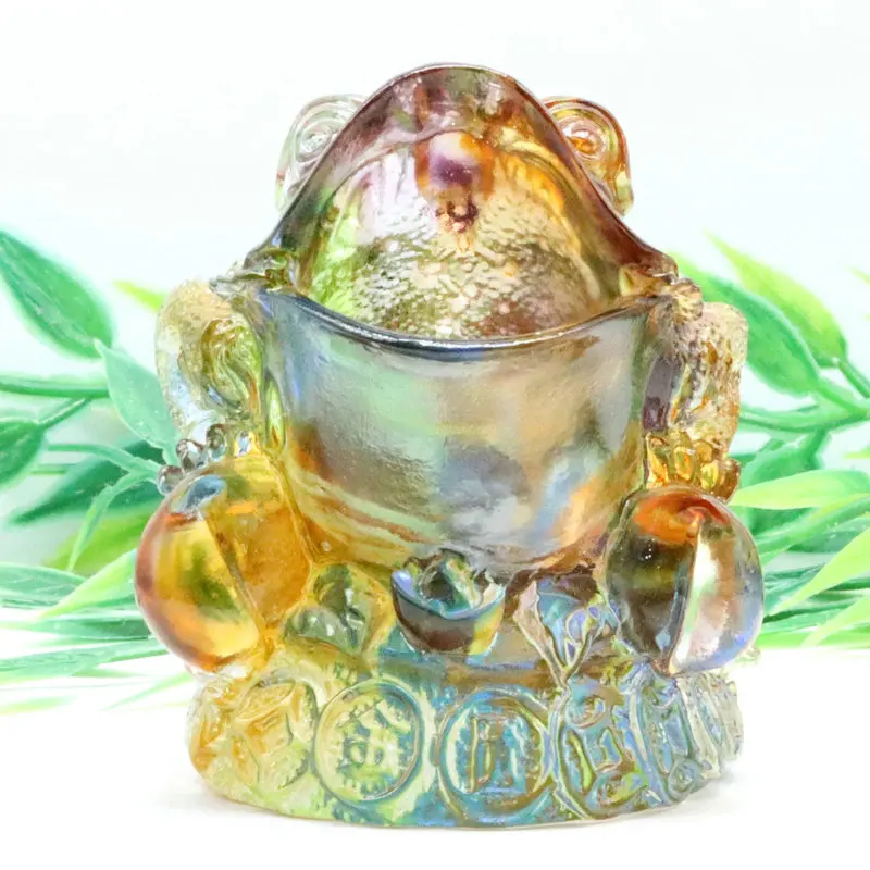 

2.9inch 280g Coloured Glaze Golden Toad Lucky Home Decoration Crafts Office Desktop Feng Shui Ornaments Opening Auspicious Gifts