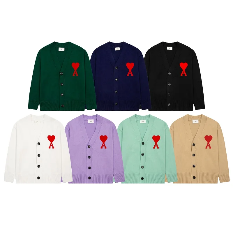 2023 Spring Autumn V Neck Knitted Cardigan Sweater Heart Embroidered men's and women's fashion Knitwear Long Sleeve Top
2023 Spring Autumn V Neck Knitted Cardigan Sweater Heart Embroidered men's and women's fashion Knitwear Long Sleeve Top